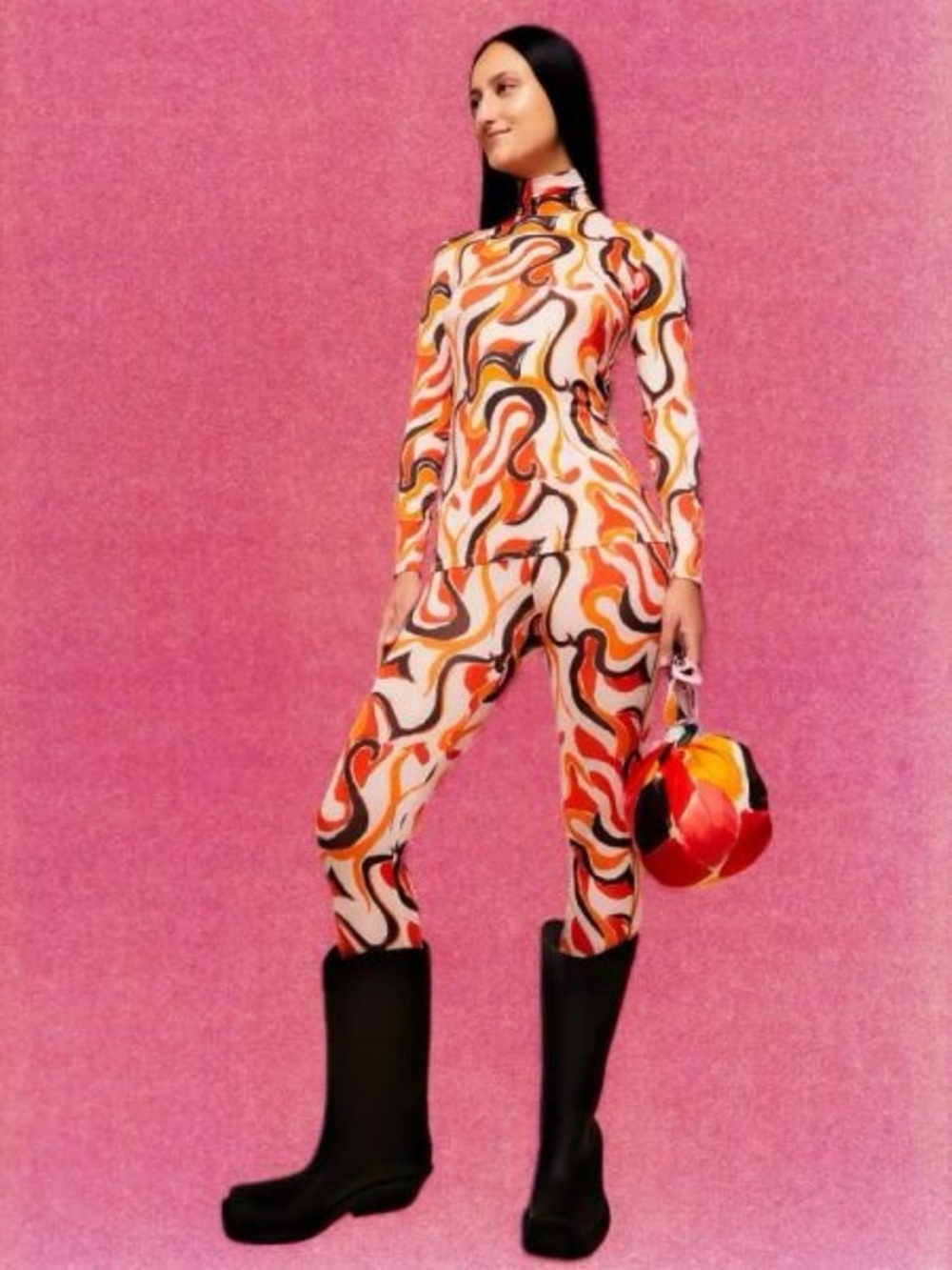 Uniqlo x Marni Womens Swirl-Print Long-Sleeve Turtleneck